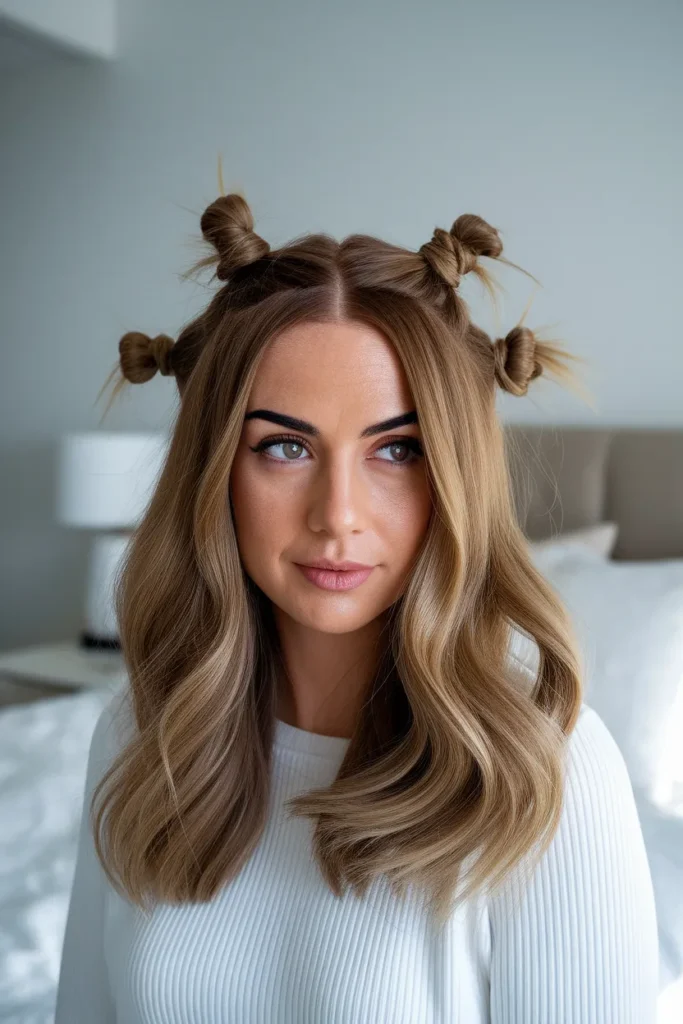  Multi-Bun Heatless Waves