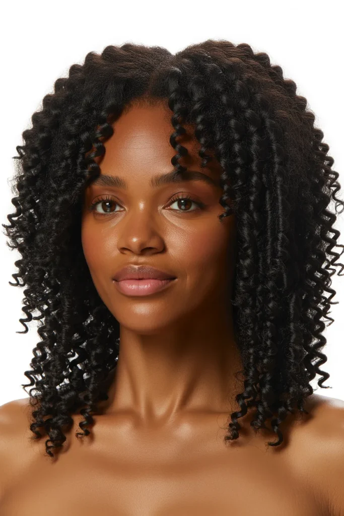  Natural Curly Half Up Half Down Puff