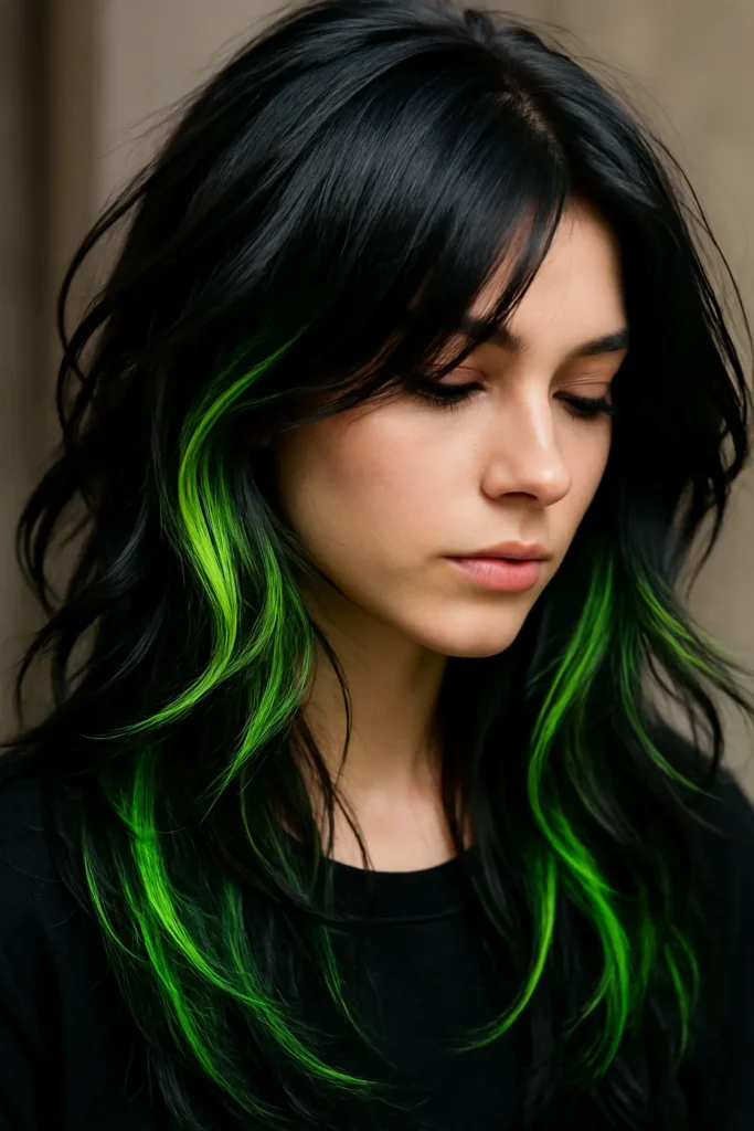 Neon Green Witch Halloween Hairstyle