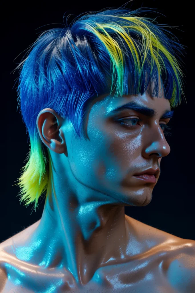 Neon Mullet Clown Hairstyle