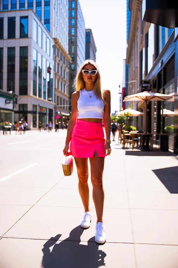 Neon Pink Mini Skirt