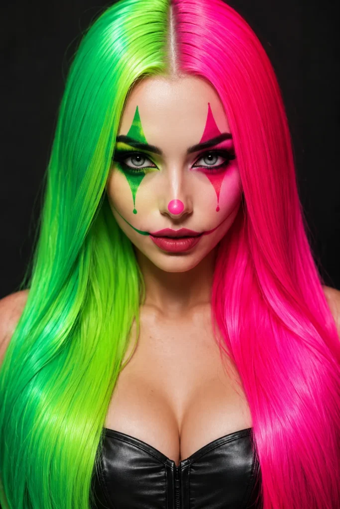 Neon Split Clown Hairstyle