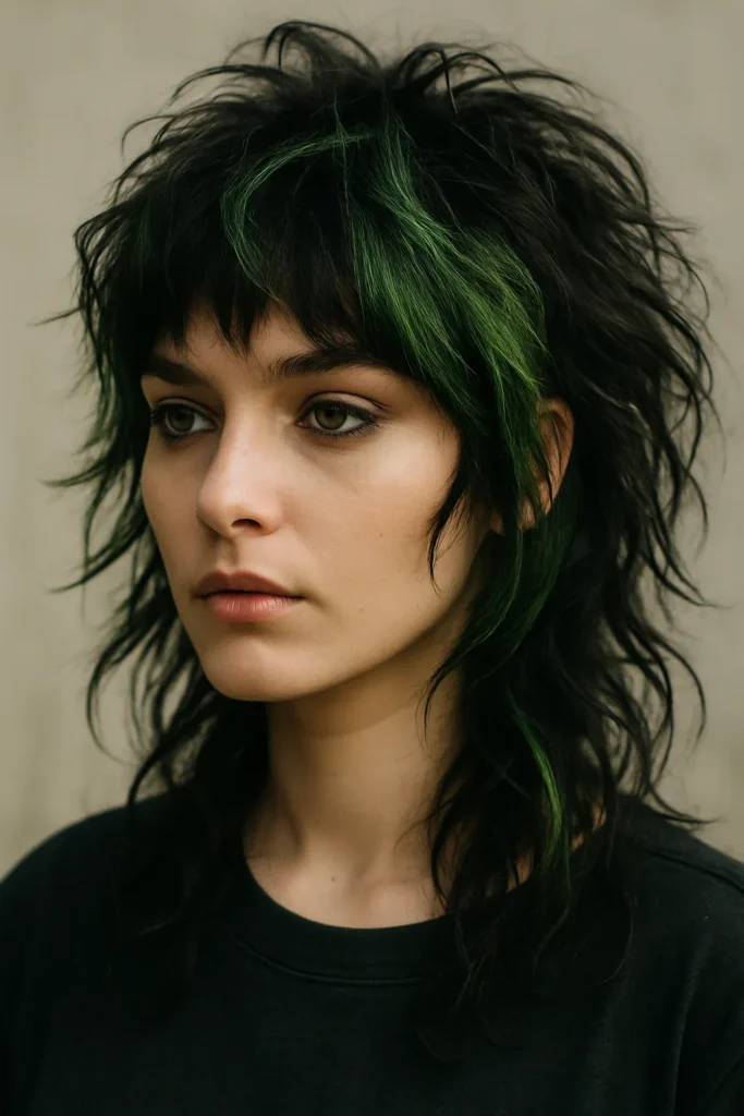 Neon Witch Mullet Halloween Hairstyle