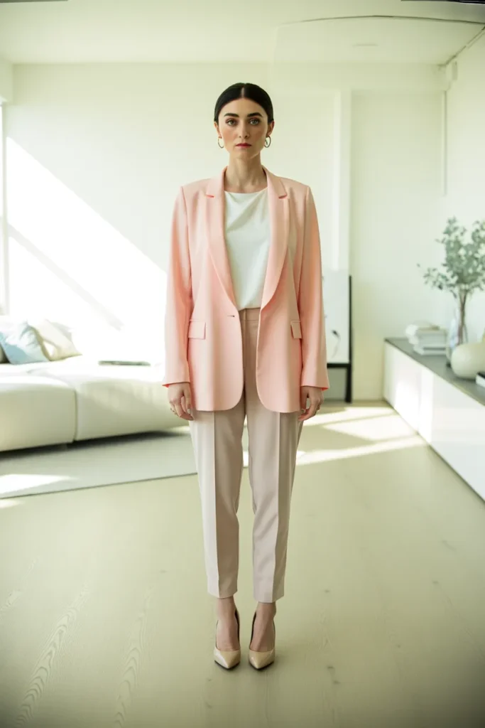 Pastel Pink Blazer Ensemble
