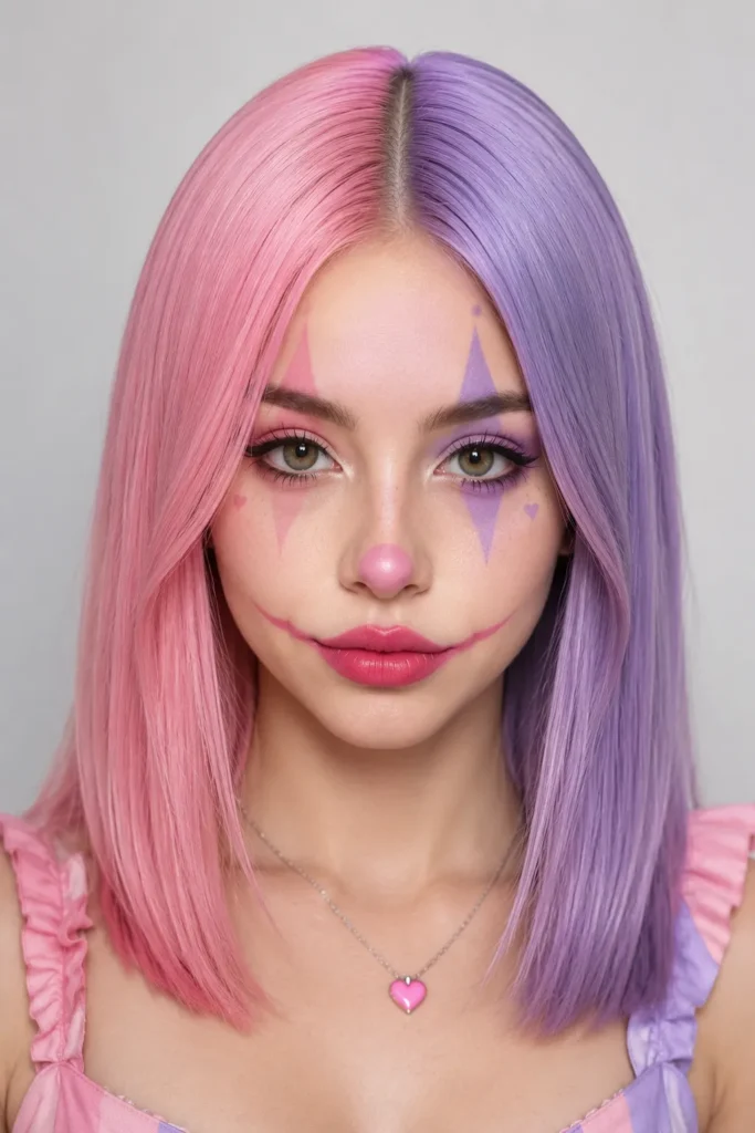 Pastel Split Clown Hairstyle