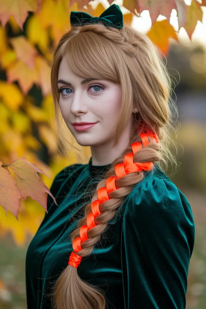 Pumpkin Braided Halloween Hairstyle for Kids
