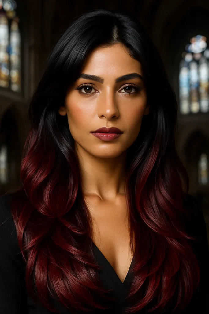 Red and Black Layered Vampire Hairstyle