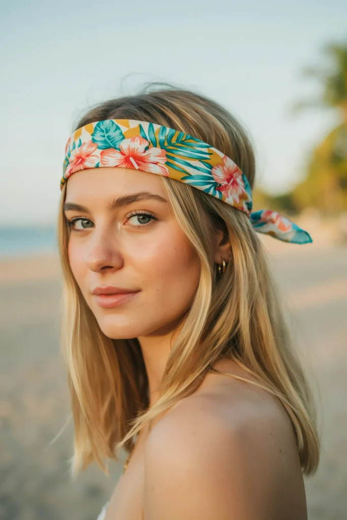Retro Bandana Hairstyle with Tropical Scarf
