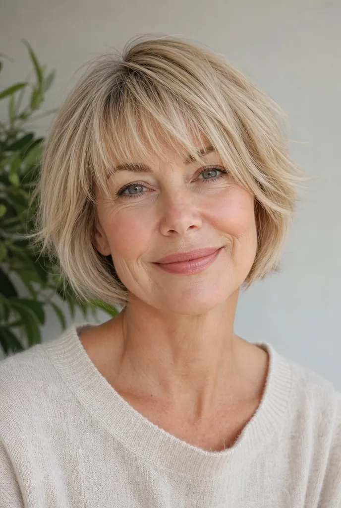 Short Bob With Feathered Fringe