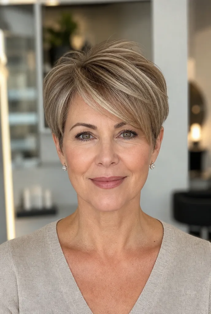 Short Crop With Side-Swept Bangs