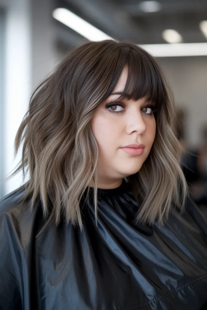 Shoulder-Length Shag with Curtain Bangs