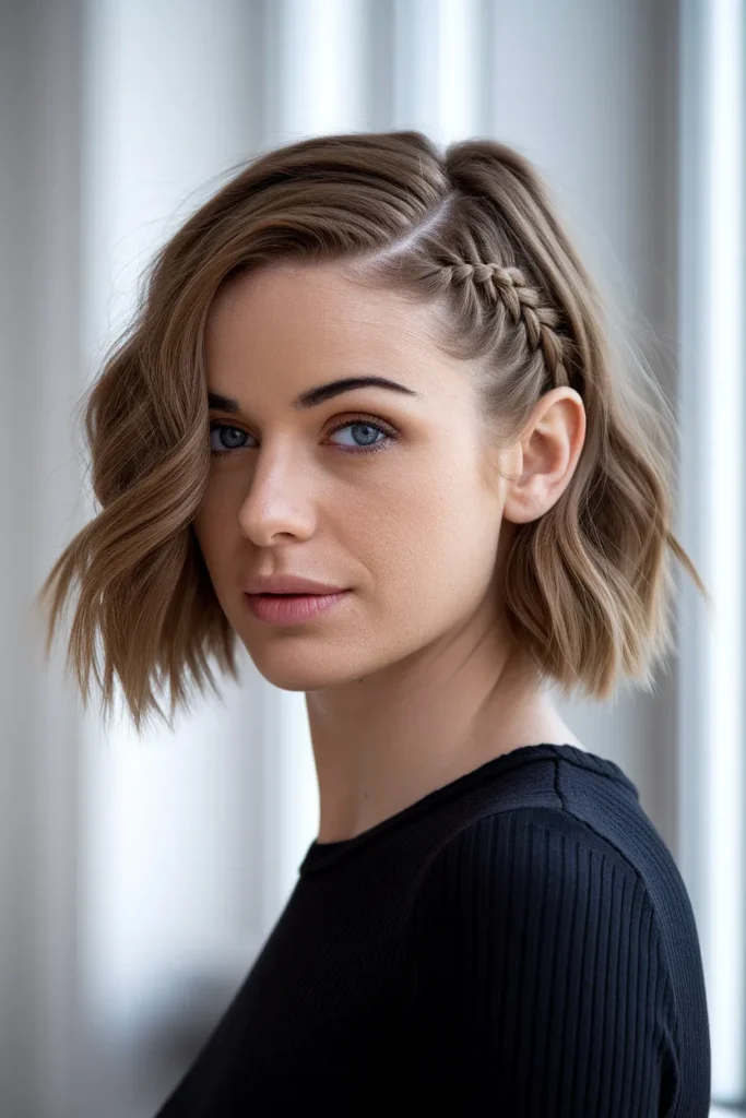 Side Braid with Wavy Bob