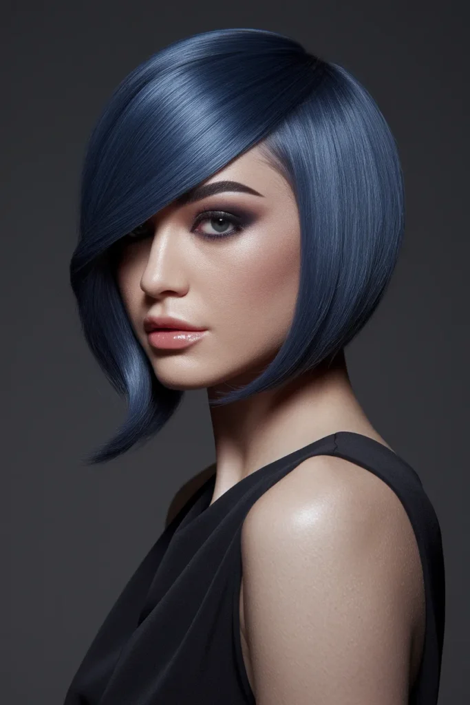 Sleek Blue-Toned Wolf Cut with Soft Layers