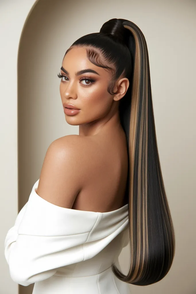 Sleek High Ponytail with Wrapped Base