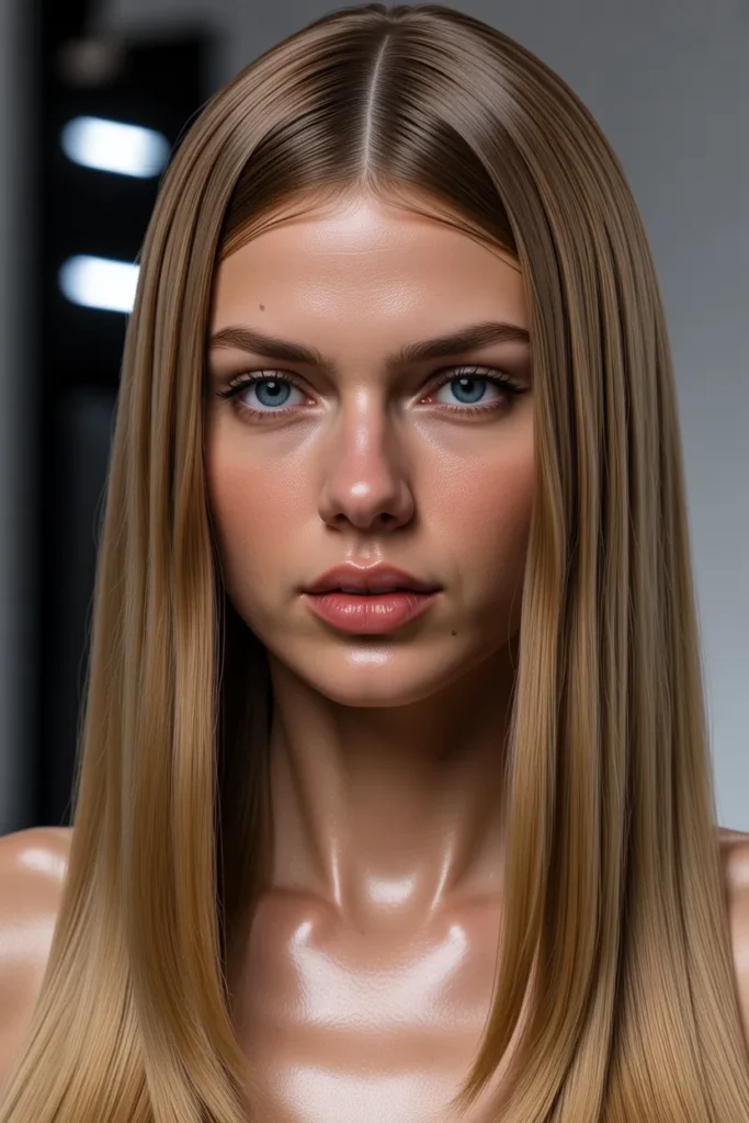  Sleek Middle Part