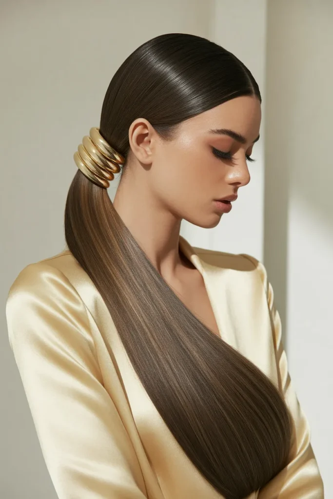 Sleek Pony with Statement Hair Cuff