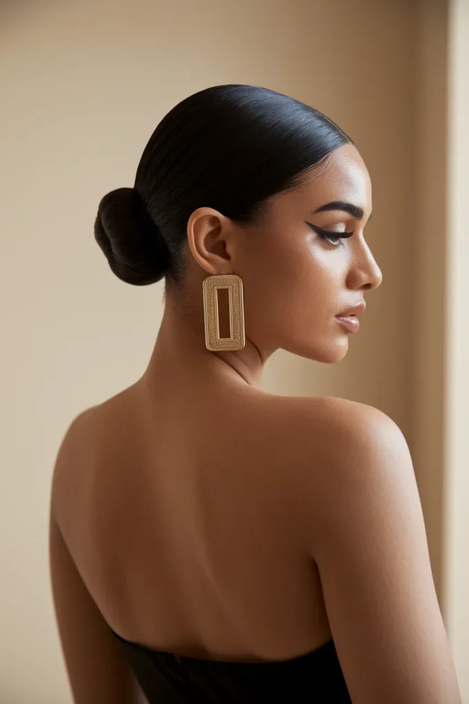 Slick-Back Bun with Statement Earrings