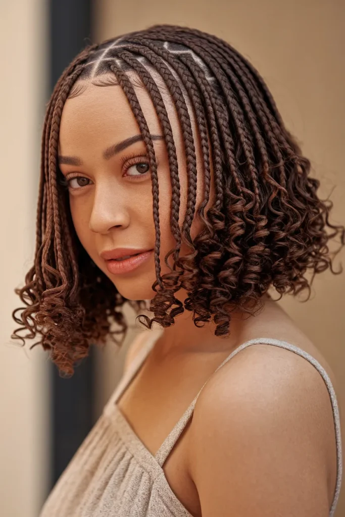 Small Bohemian Knotless Braids Bob