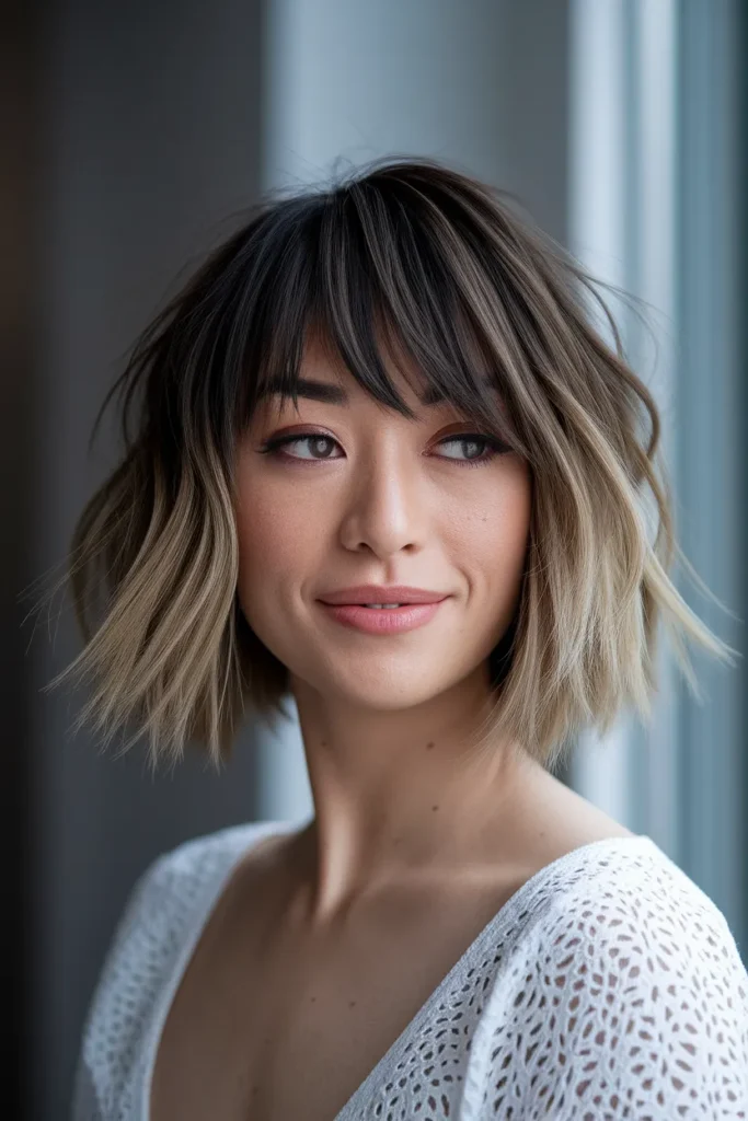 Soft Layered Shag with Curtain Bangs