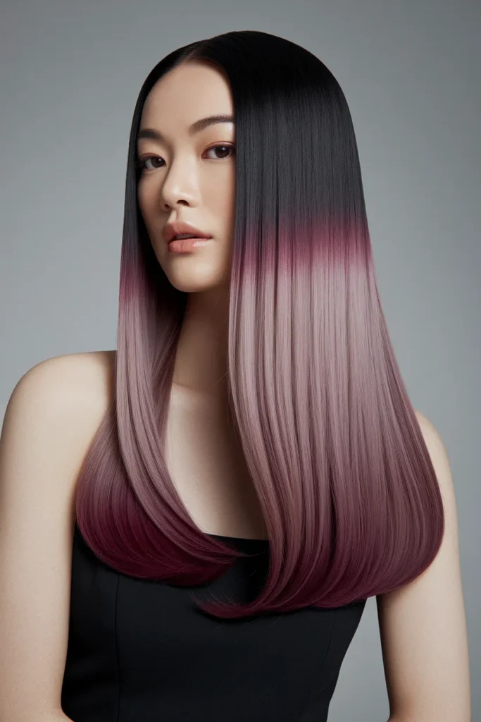Soft Velvet Burgundy Ombre Hair