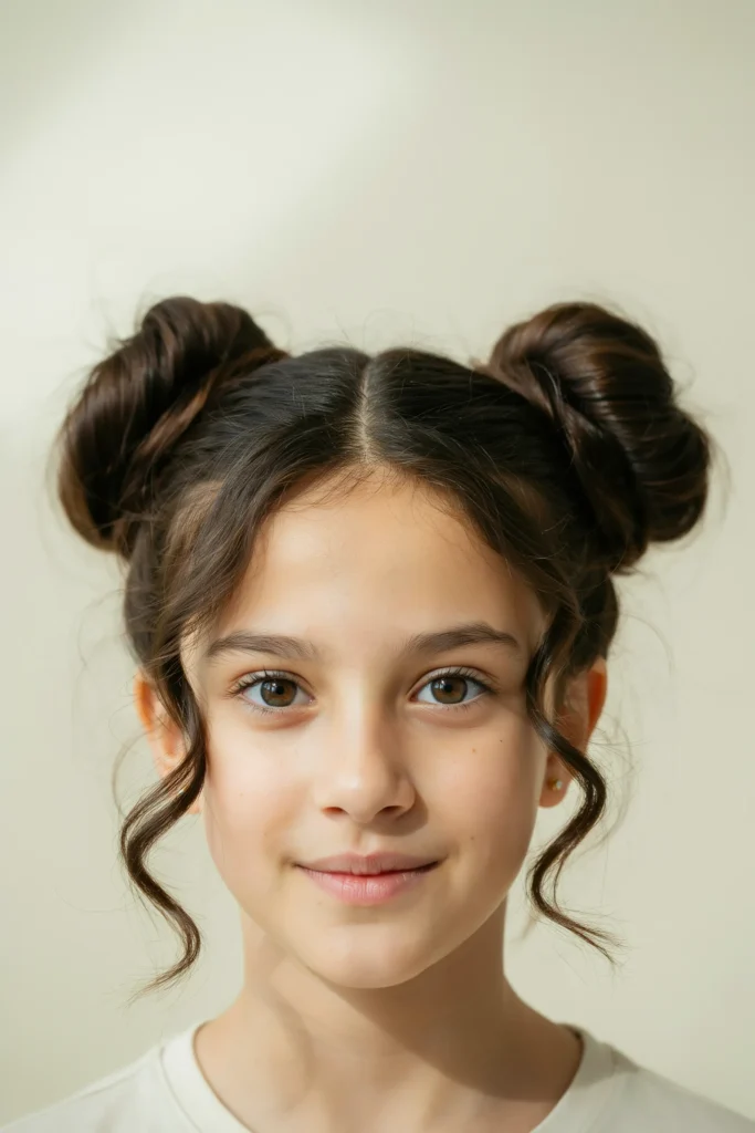 Space Buns With Face Framing Pieces