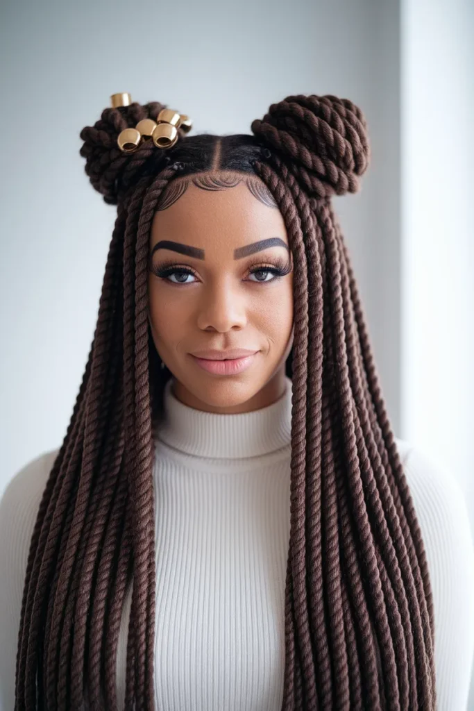 Space Buns with Passion Twists