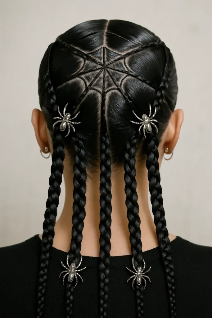 Spider Braids Halloween Hairstyle