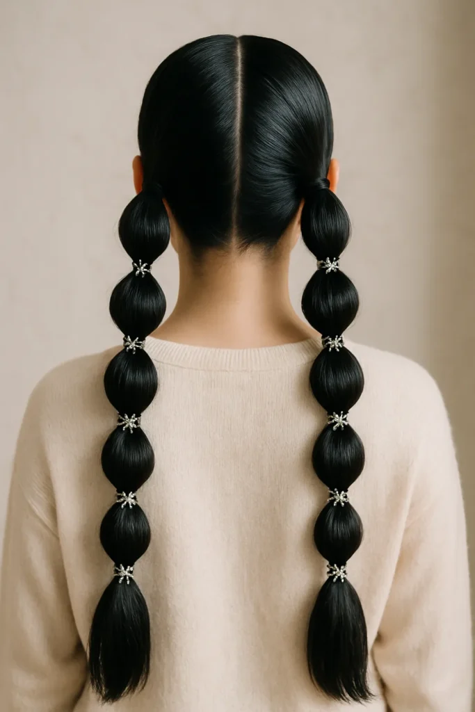Spider Bubble Braids Halloween Hairstyle