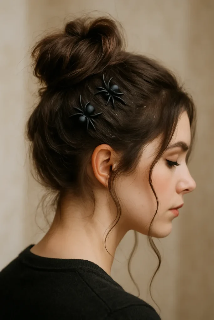 Spider Bun Halloween Hairstyle