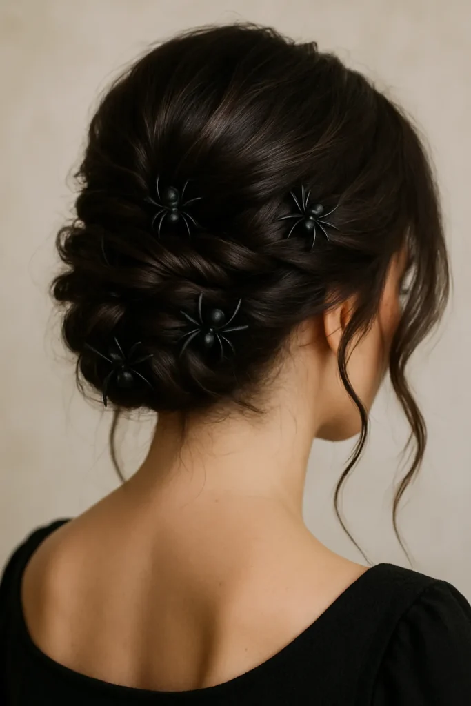 Spider-Infested Halloween Updo Hairstyle
