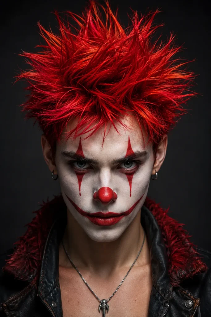 Spiky Red Clown Hairstyle