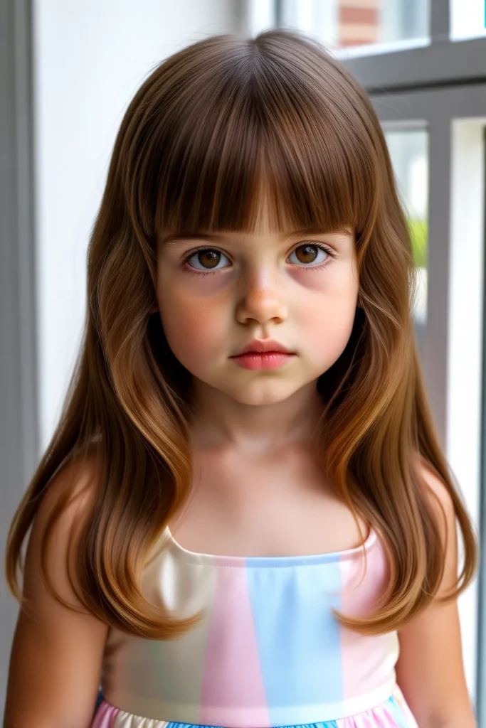 Straight Long Hair with Wispy Curtain Bangs
