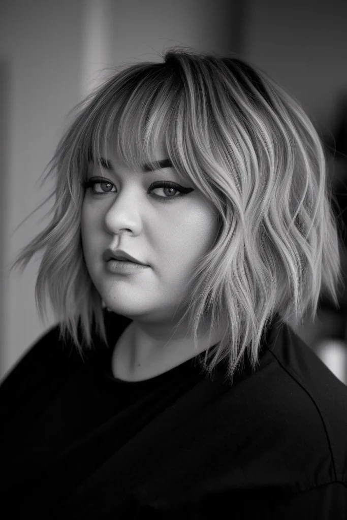 Textured Lob with Choppy Bangs