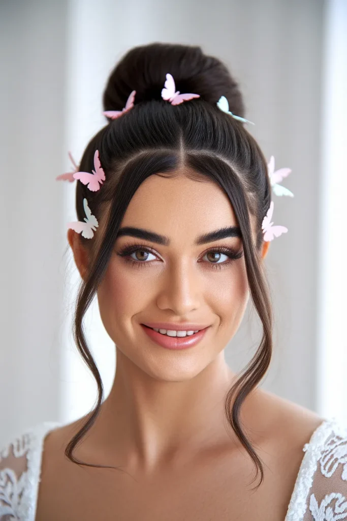 Top Knot with Butterfly Clips