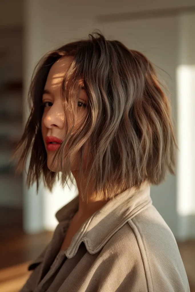 Tousled Lob with Natural Texture
