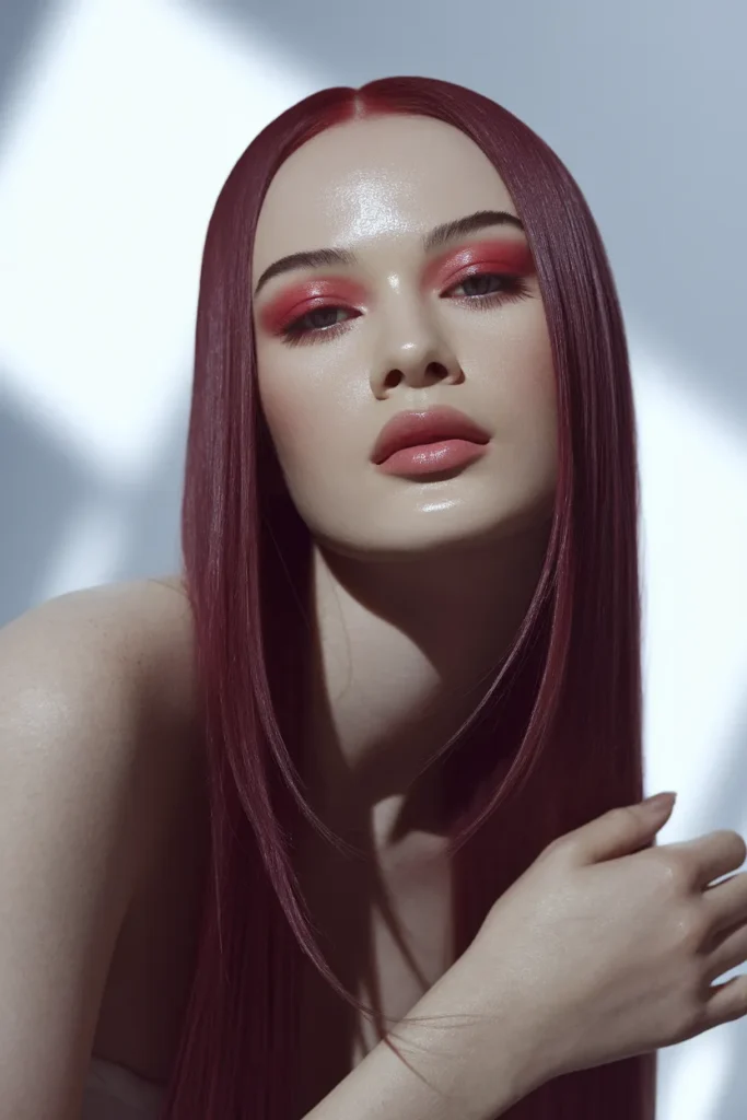 Velvet Burgundy Hair Color For Fair Skin