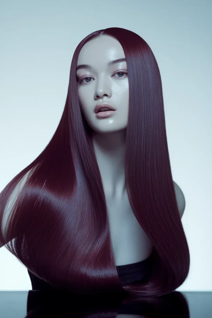 Velvet Burgundy Hair Color On Cool Skin Tones