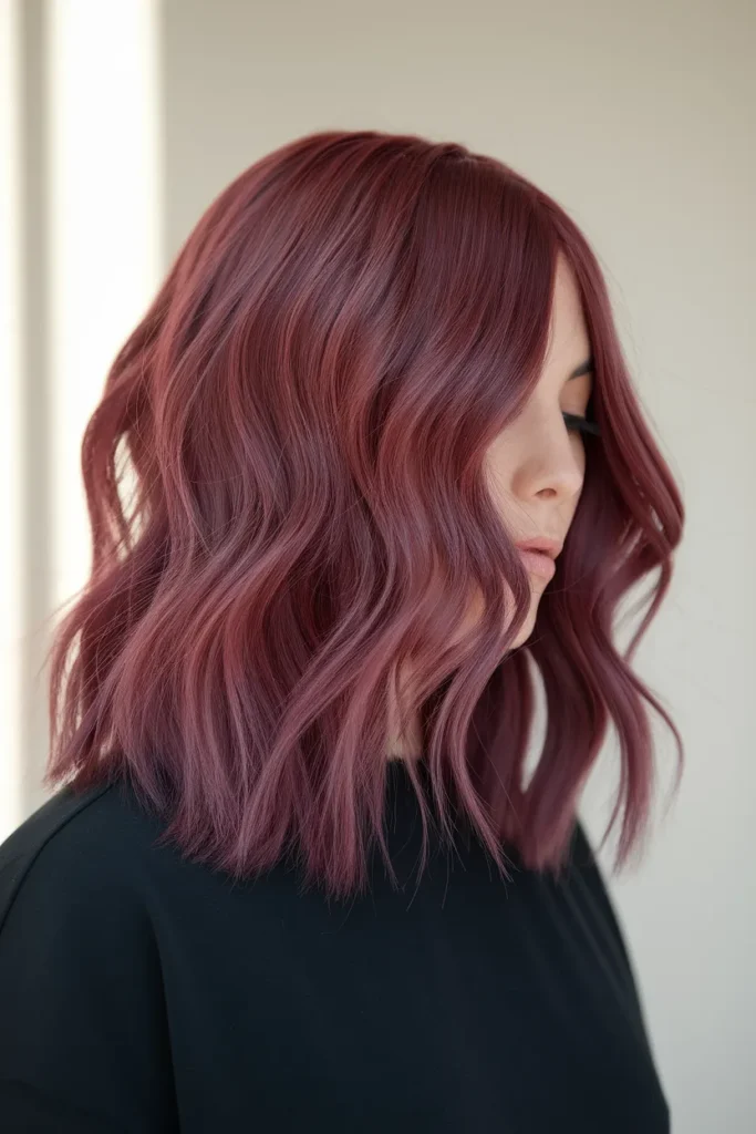 Velvet Burgundy Hair Color With Subtle Highlights