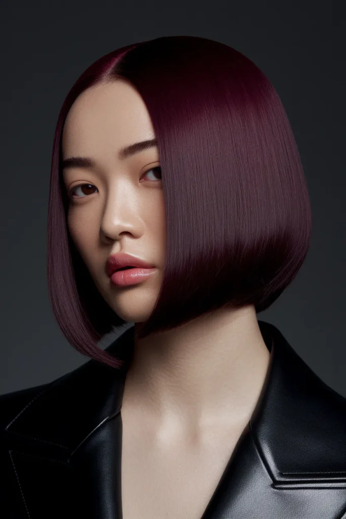 Velvet Burgundy Lob Haircut For Straight Hair