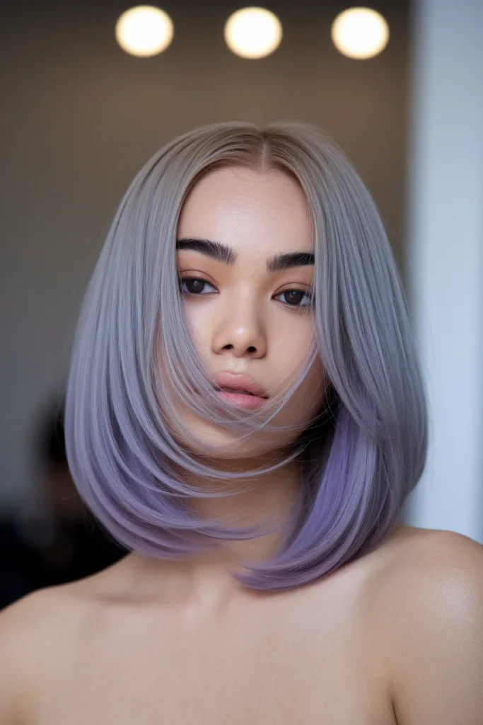 Violet Peekaboo Highlights With Face Framing Pieces