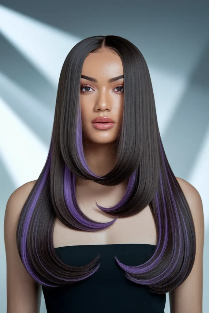 Violet Peekaboo Straight Hair
