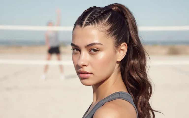 Volleyball ponytail with braid
