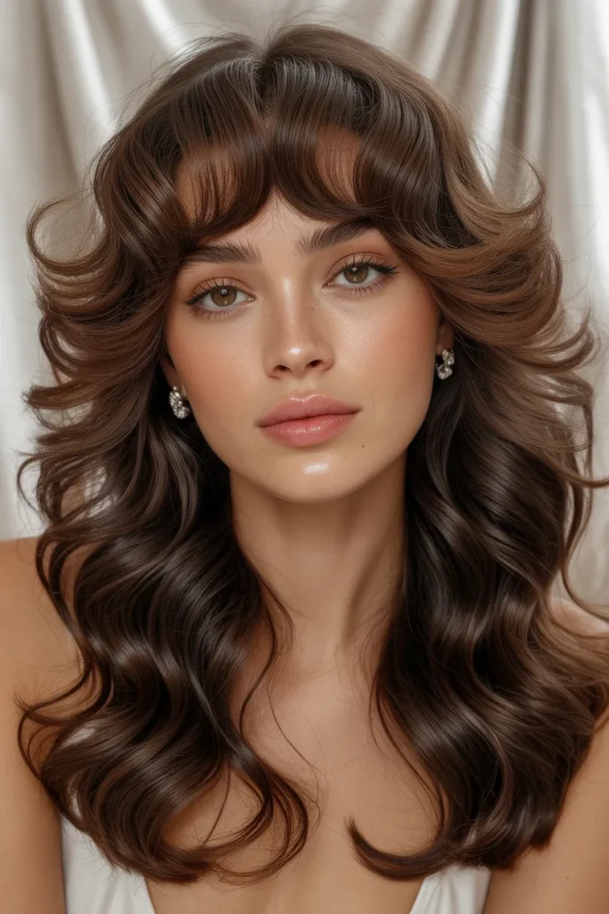 Voluminous Curls With Bangs