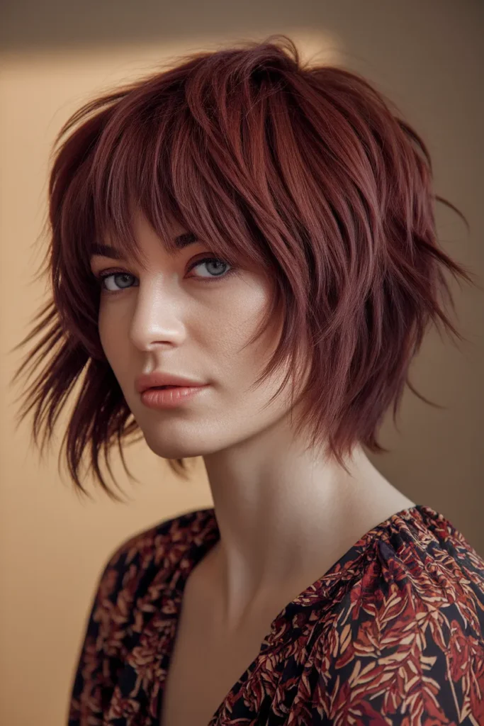 Voluminous Wolf Cut with Auburn Layers
