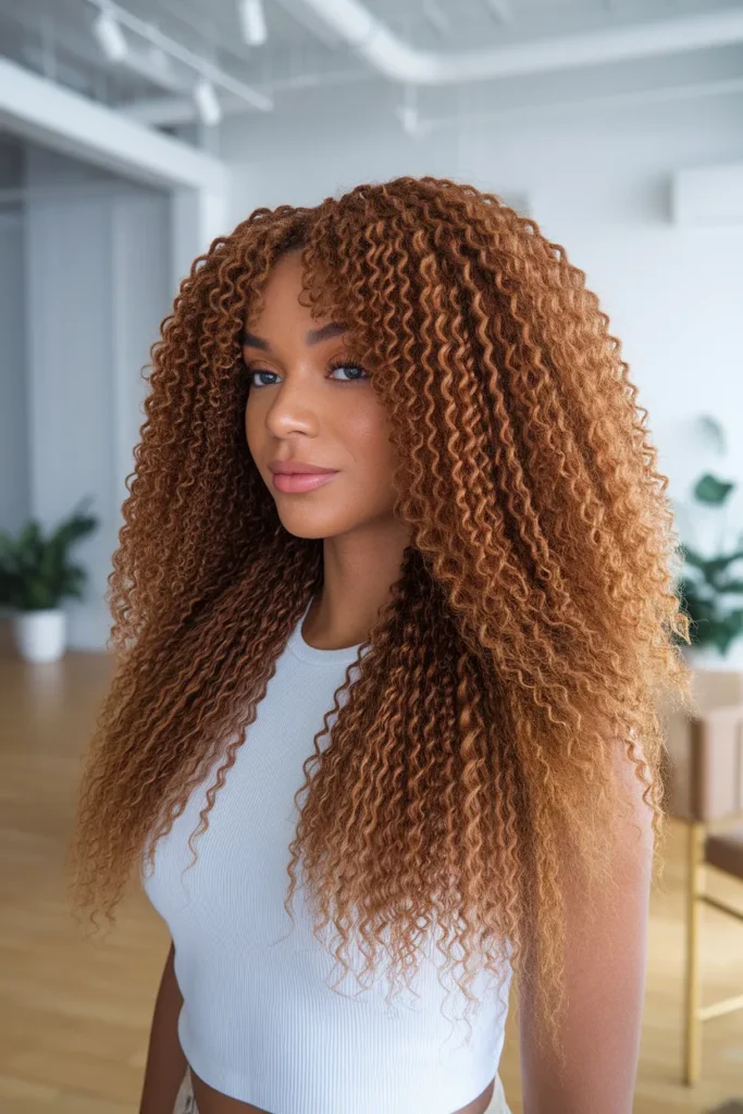 Warm Caramel Brown Hair Color for Curly Hair