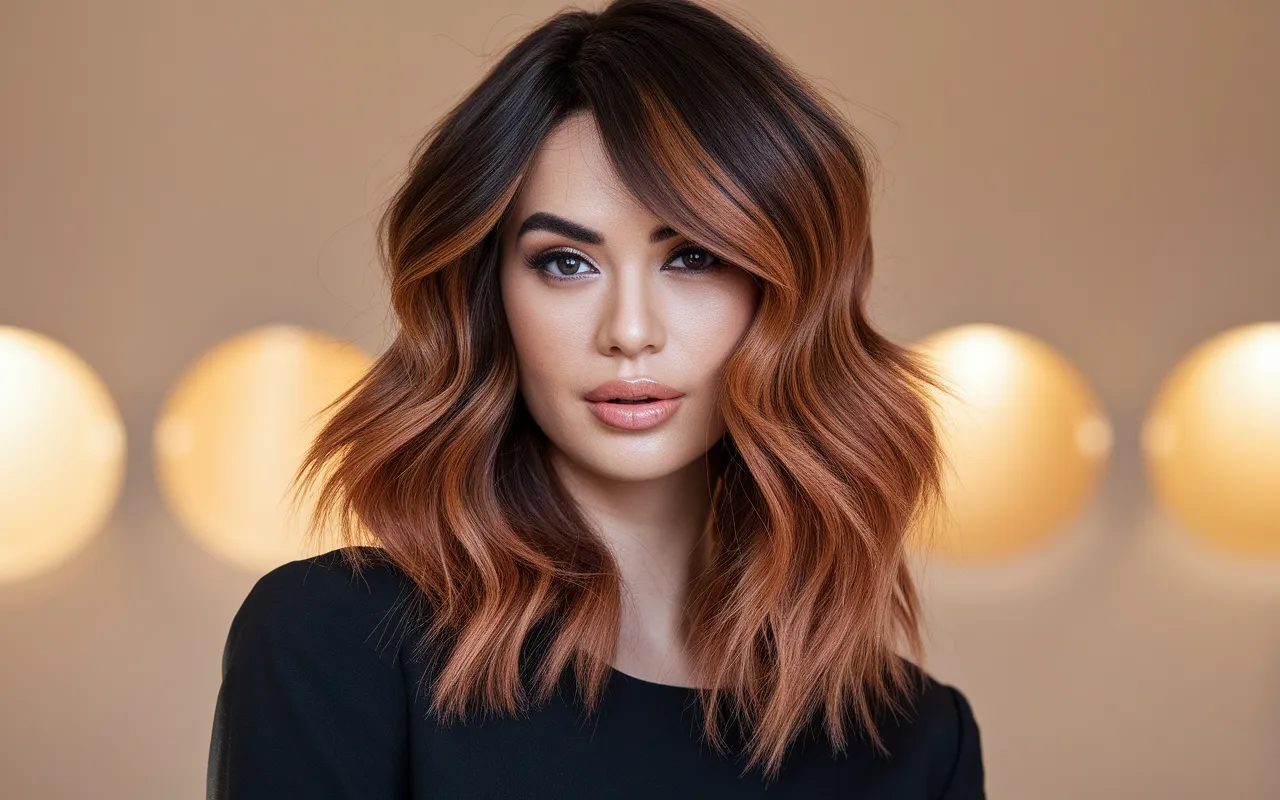 Warm caramel brown hair color
