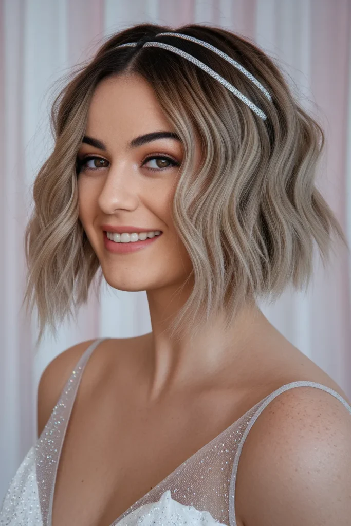 Wavy Bob with Glitter Bands