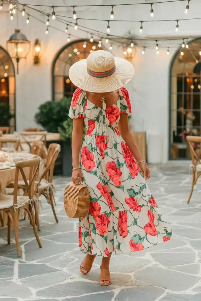 Wide-Brimmed Hat with Ribbon Detail