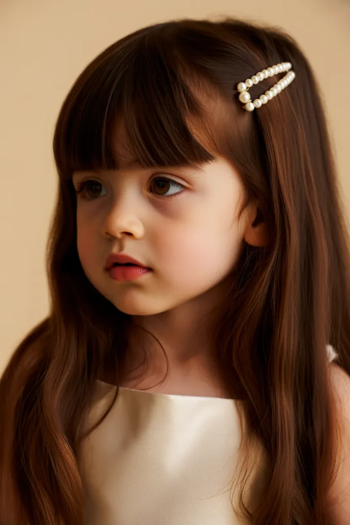 Long Hair with Chin-Length Curtain Bangs