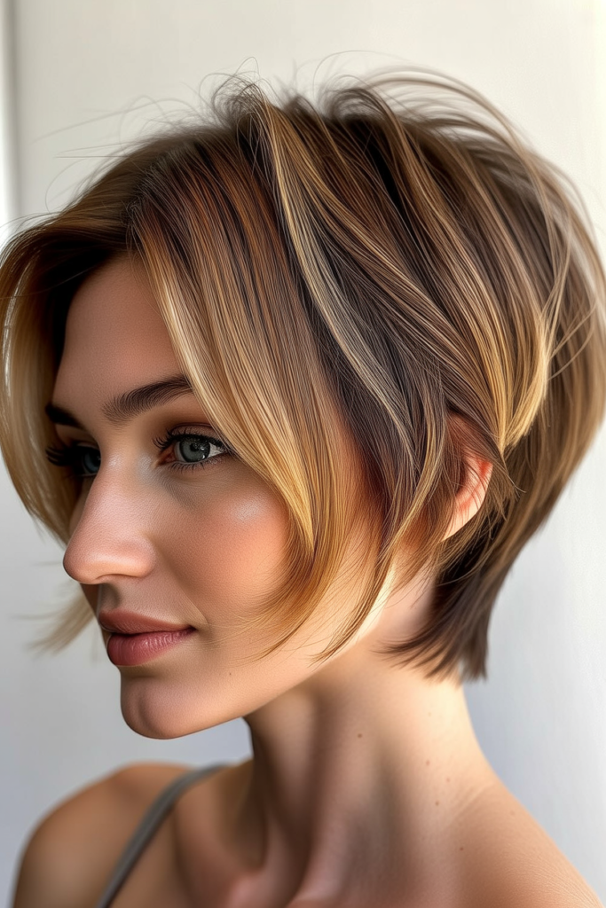 Long Pixie with Bronde Tones